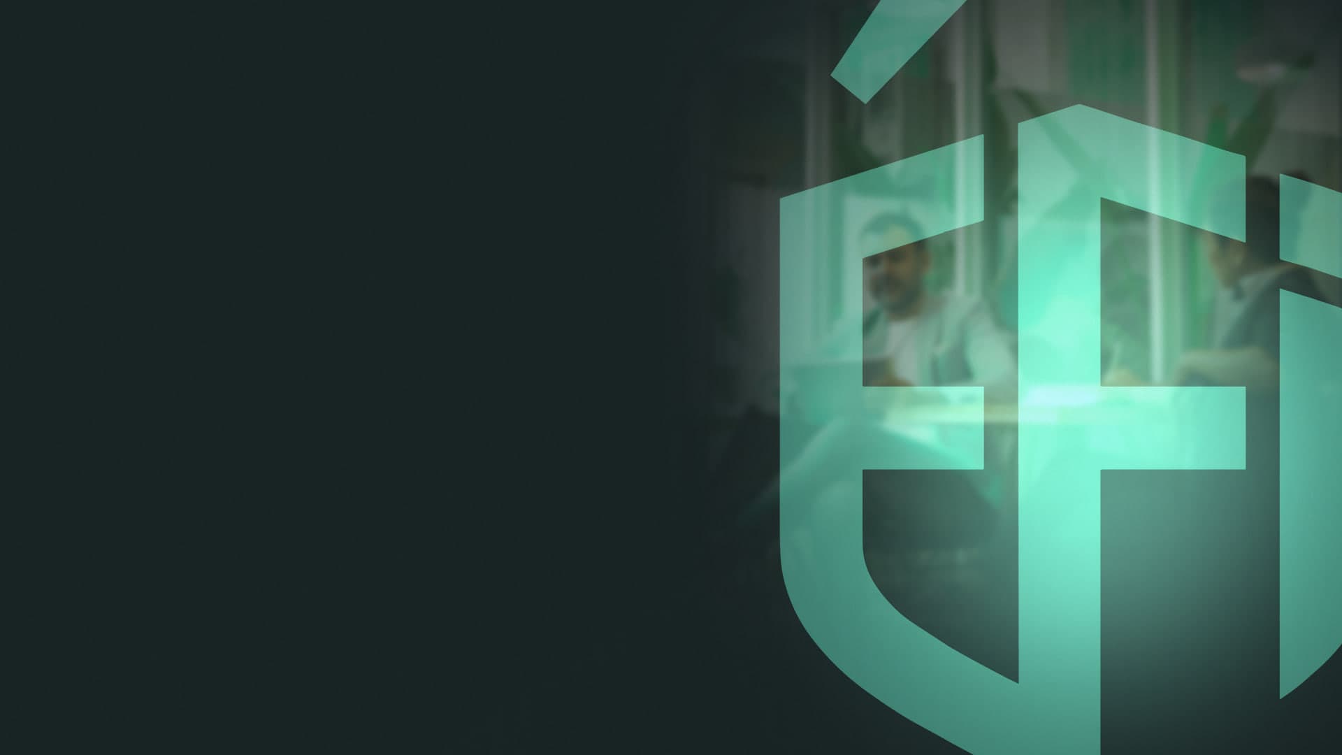 Arte com o escudo da EFF Seguros em tons de verde